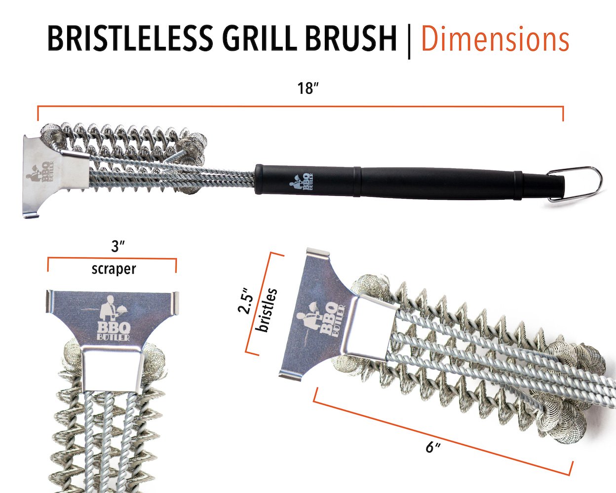 MOUNTAIN GRILLERS Wire Brush Grill Brush - Durable Bristles & Sharp Scraper,  10.24 H 6.1 L 6.3 W - Pick 'n Save
