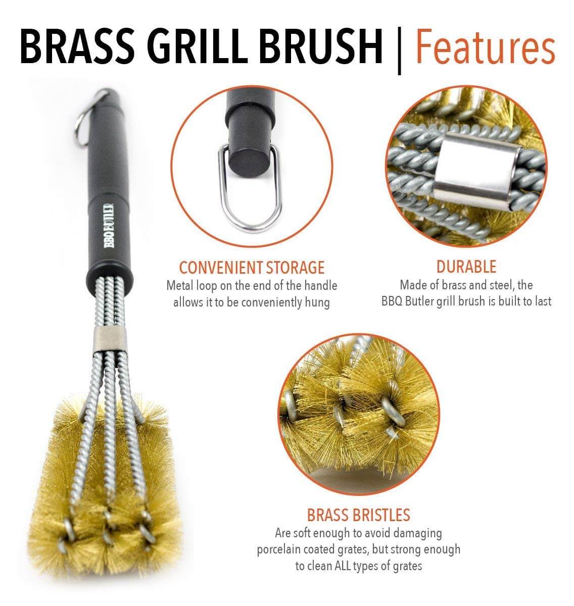 Grill Brush - Brass – Bear Paw Distribution