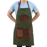 Grilling Aprons - Waxed Canvas With Leather Accents