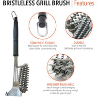Grill Brush - Stainless Steel Coil - Bristle Free
