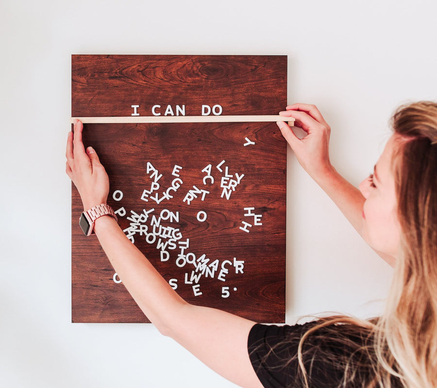 wooden magnetic letter board